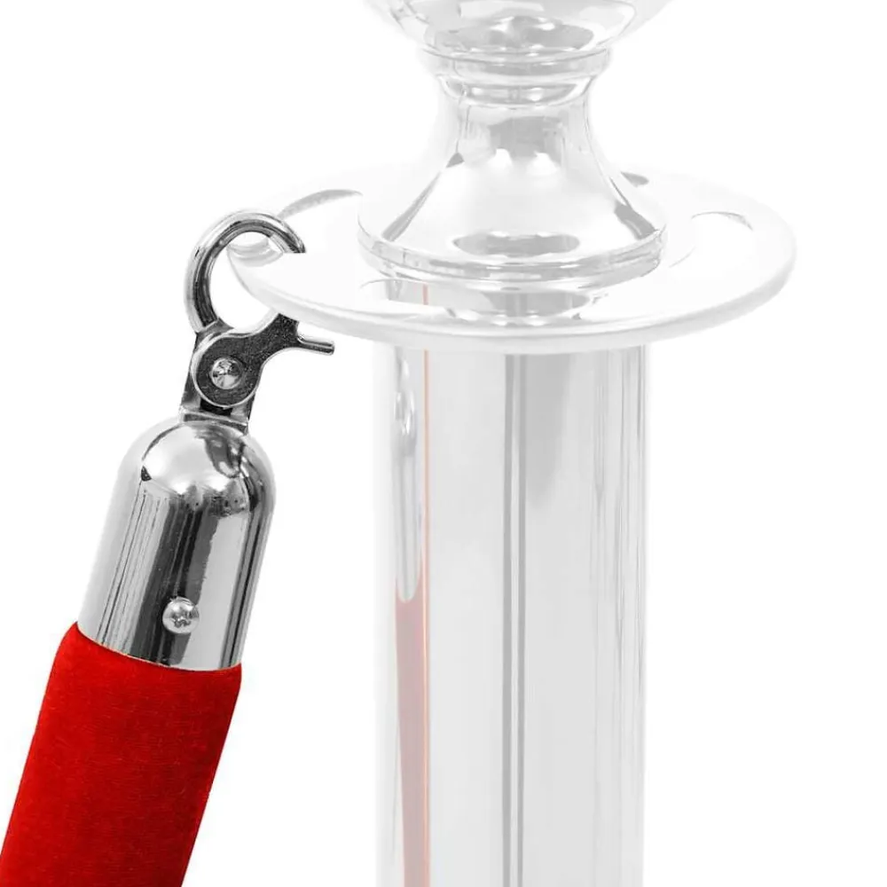 vidaXL Cuerda para poste de control de masas terciopelo rojo Plateado Best