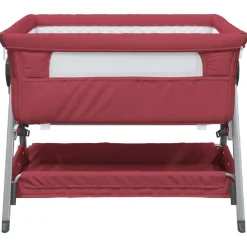 vidaXL Cuna con colchón tela de lino Rojo New
