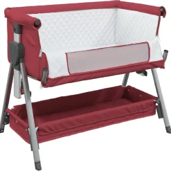 vidaXL Cuna con colchón tela de lino Rojo New