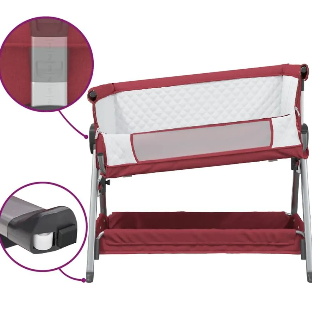 vidaXL Cuna con colchón tela de lino Rojo New
