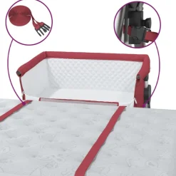 vidaXL Cuna con colchón tela de lino Rojo New