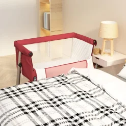 Niños vidaXL Mobiliario Para Bebés Y Niños Pequeños-Cuna con colchón tela de lino