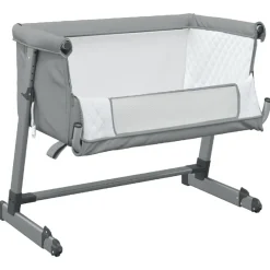Niños vidaXL Mobiliario Para Bebés Y Niños Pequeños-Cuna con colchón tela de lino