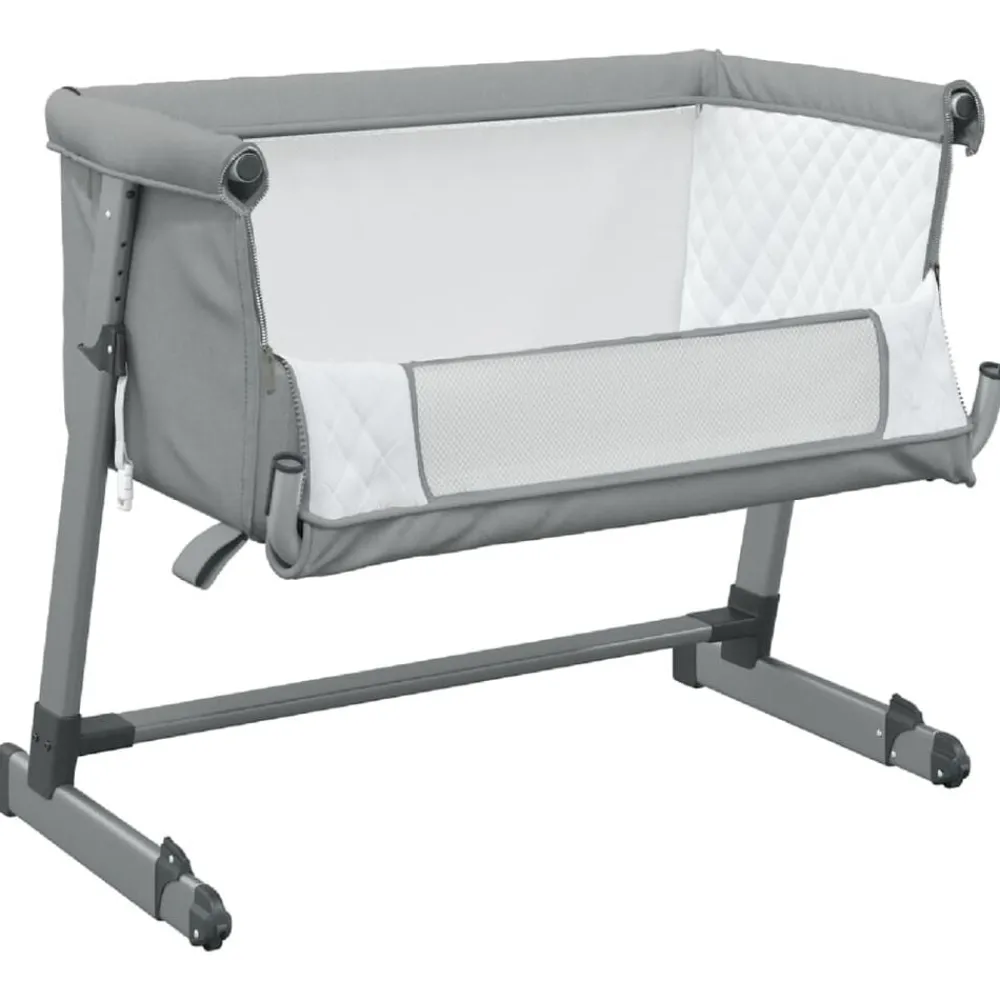 Niños vidaXL Mobiliario Para Bebés Y Niños Pequeños-Cuna con colchón tela de lino