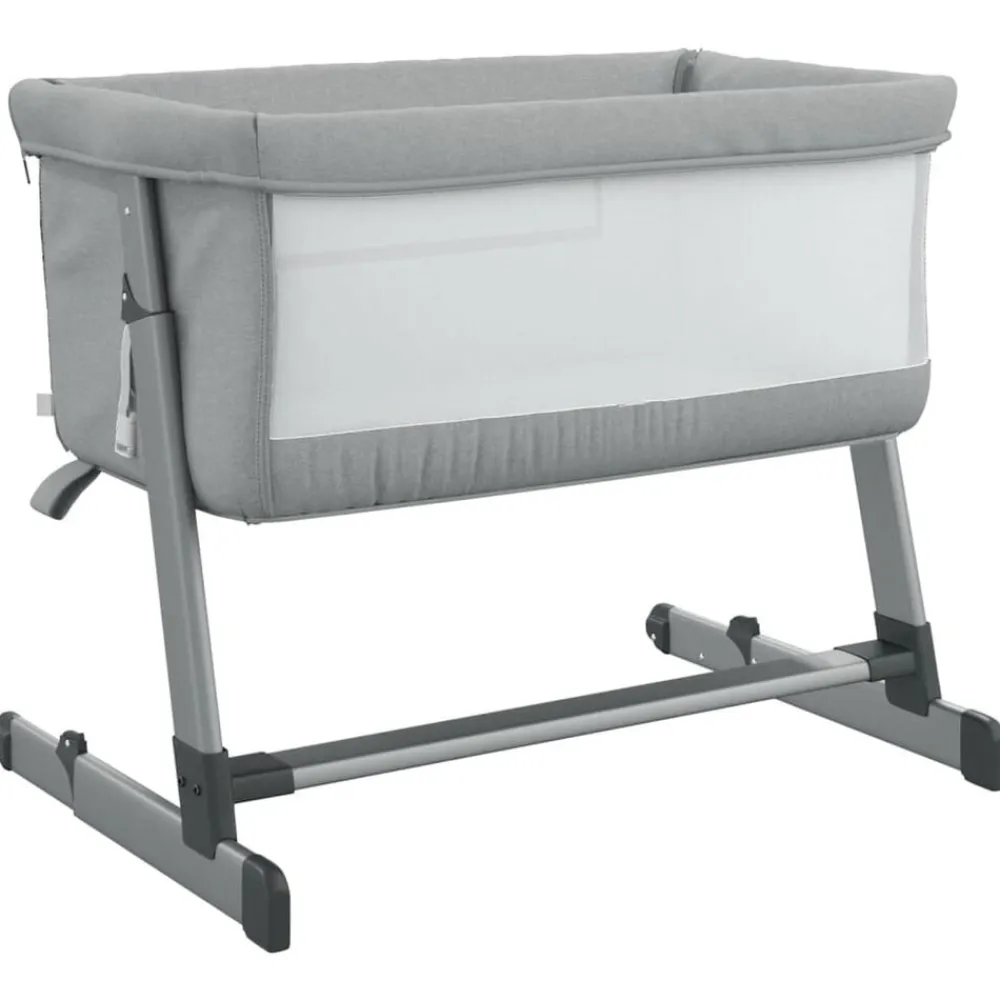 Niños vidaXL Mobiliario Para Bebés Y Niños Pequeños-Cuna con colchón tela de lino