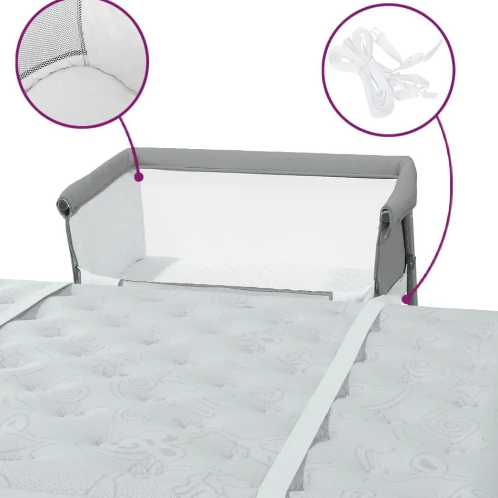 Niños vidaXL Mobiliario Para Bebés Y Niños Pequeños-Cuna con colchón tela de lino