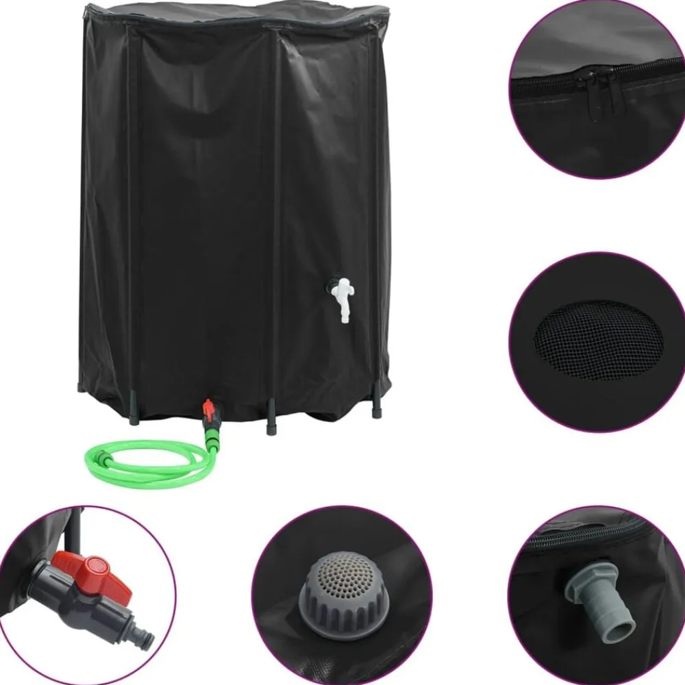 vidaXL Depósito de agua plegable con grifo PVC 750 l Negro Hot