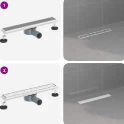 vidaXL Desagüe de ducha 2 en 1 con sifón de 360° Plateado Discount