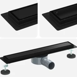 vidaXL Desagüe de ducha 2 en 1 con sifón de 360° 50 cm Negro