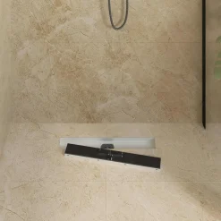 vidaXL Fontanería-Desagüe de ducha con tapa de vidrio y sifón 360° Negro 50 cm