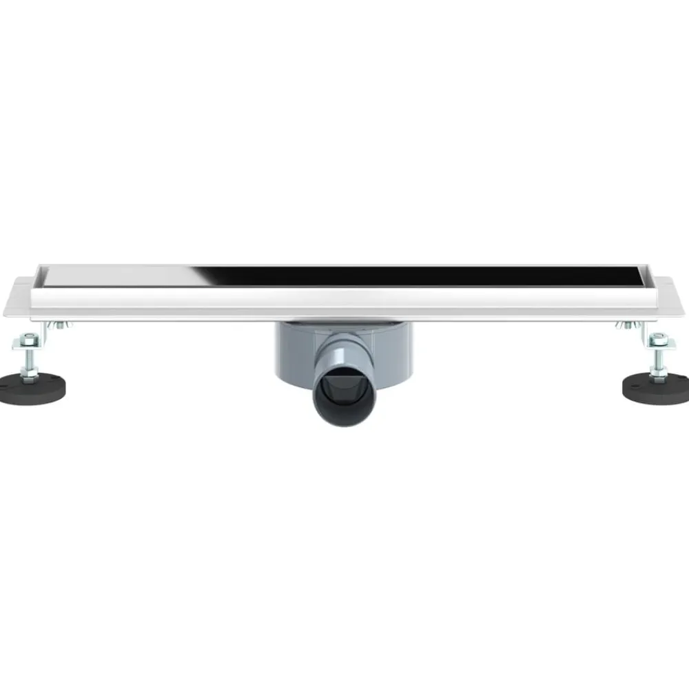 vidaXL Fontanería-Desagüe de ducha con tapa de vidrio y sifón 360° Negro 50 cm