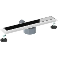 vidaXL Fontanería-Desagüe de ducha con tapa de vidrio y sifón 360° Negro 50 cm