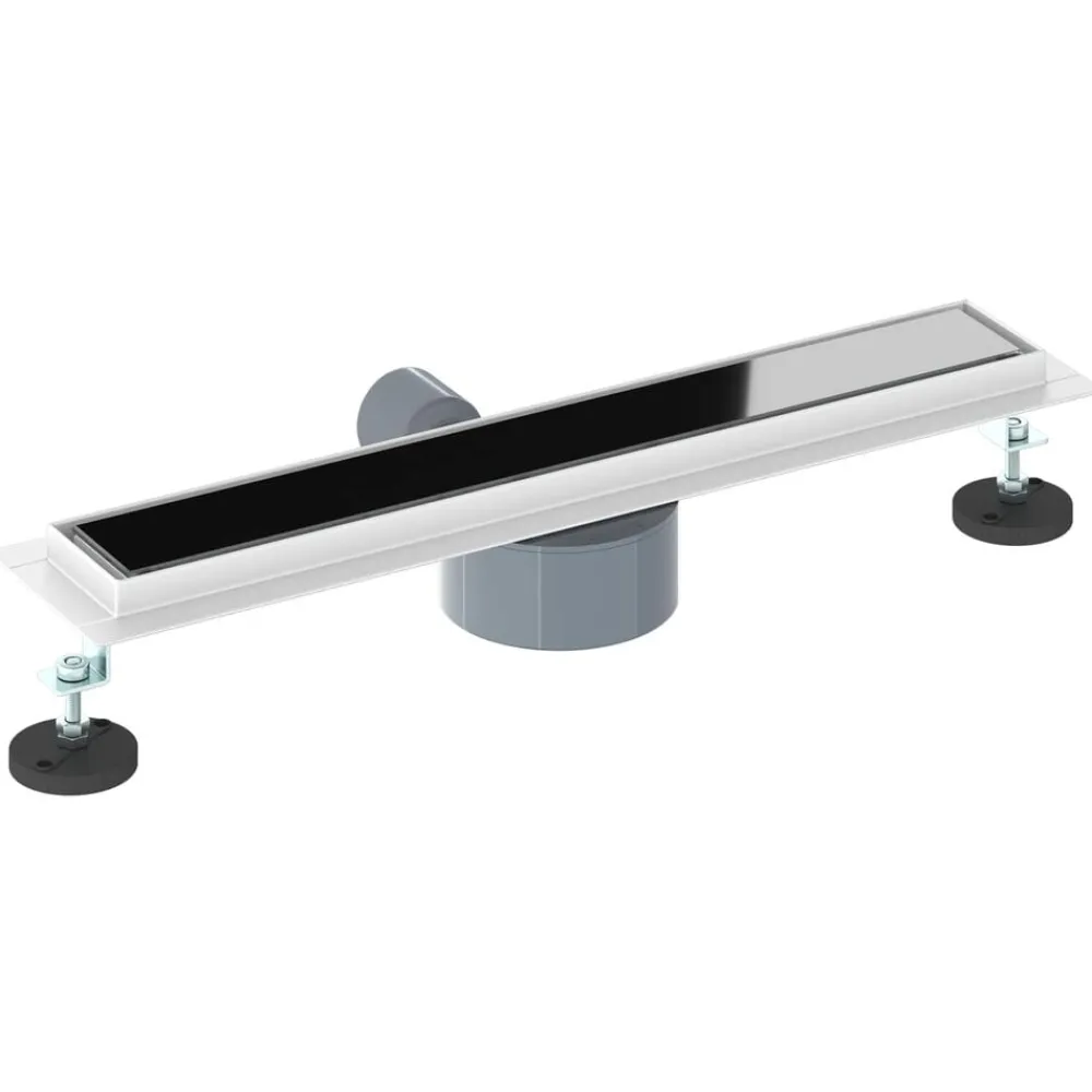 vidaXL Fontanería-Desagüe de ducha con tapa de vidrio y sifón 360° Negro 50 cm