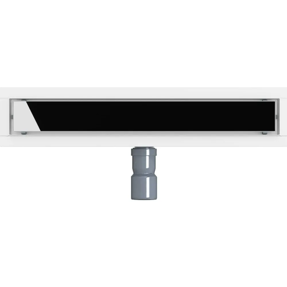 vidaXL Fontanería-Desagüe de ducha con tapa de vidrio y sifón 360° Negro 50 cm