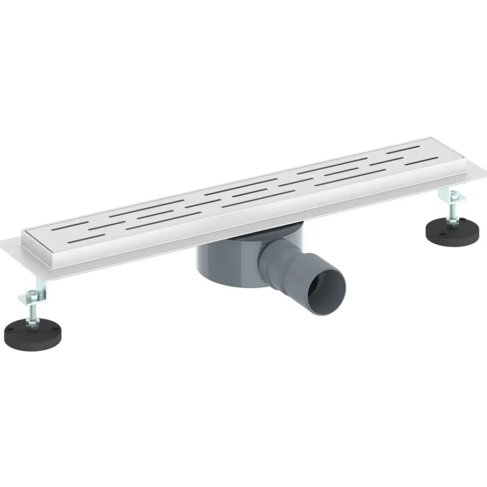 vidaXL Desagüe de ducha con tapa de vidrio y sifón 360° Plateado 50 cm Clearance