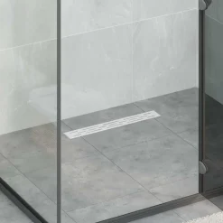 vidaXL Desagüe de ducha con tapa de vidrio y sifón 360° Plateado 50 cm Clearance