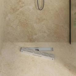 vidaXL Desagüe de ducha con tapa de vidrio y sifón 360° Plateado 50 cm Clearance