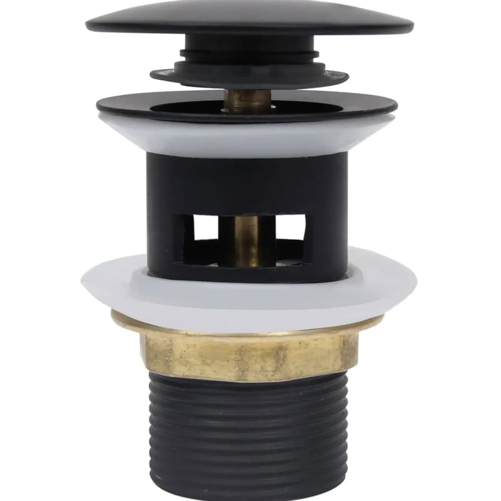 vidaXL Desagüe de empuje función desbordamiento 6,4x6,4x9,1 cm Negro New