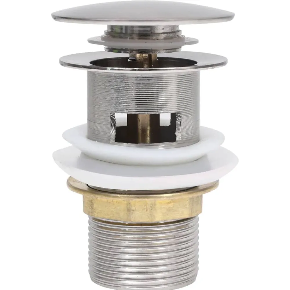 vidaXL Desagüe de empuje función desbordamiento 6,4x6,4x9,1cm Plateado Hot
