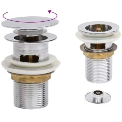 vidaXL Desagüe de empuje función desbordamiento 6,4x6,4x9,1 cm Cromado Sale