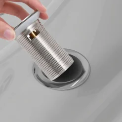 vidaXL Desagüe de empuje función desbordamiento 6,4x6,4x9,1 cm Cromado Sale