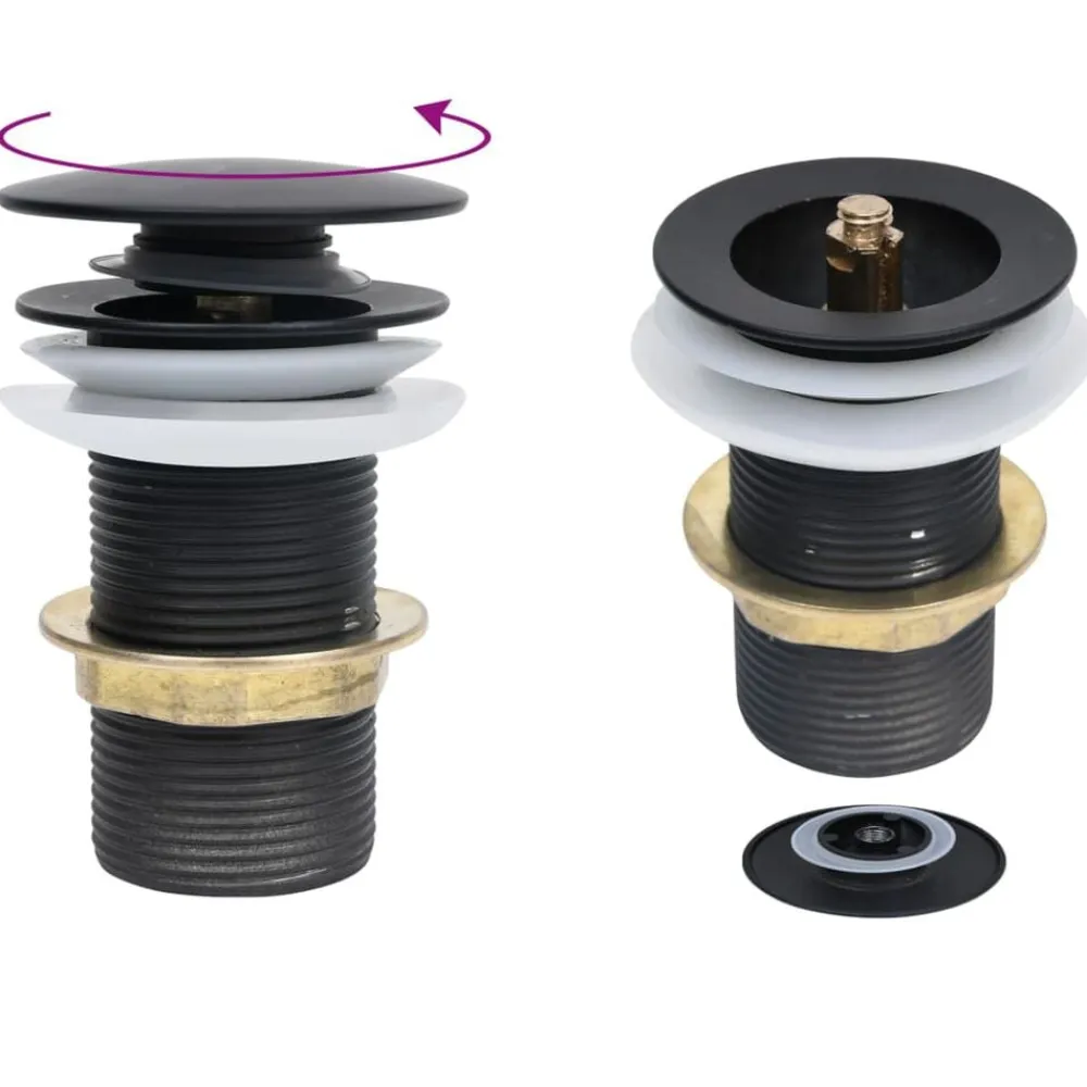 vidaXL Desagüe empuje sin función desbordamiento 6,4x6,4x9,1 cm Negro