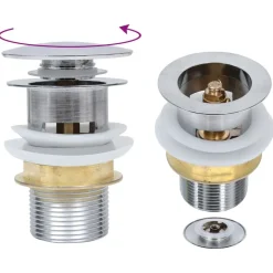 vidaXL Fontanería-Desagüe empuje sin función desbordamiento plata 6,4x6,4x9,1 cm