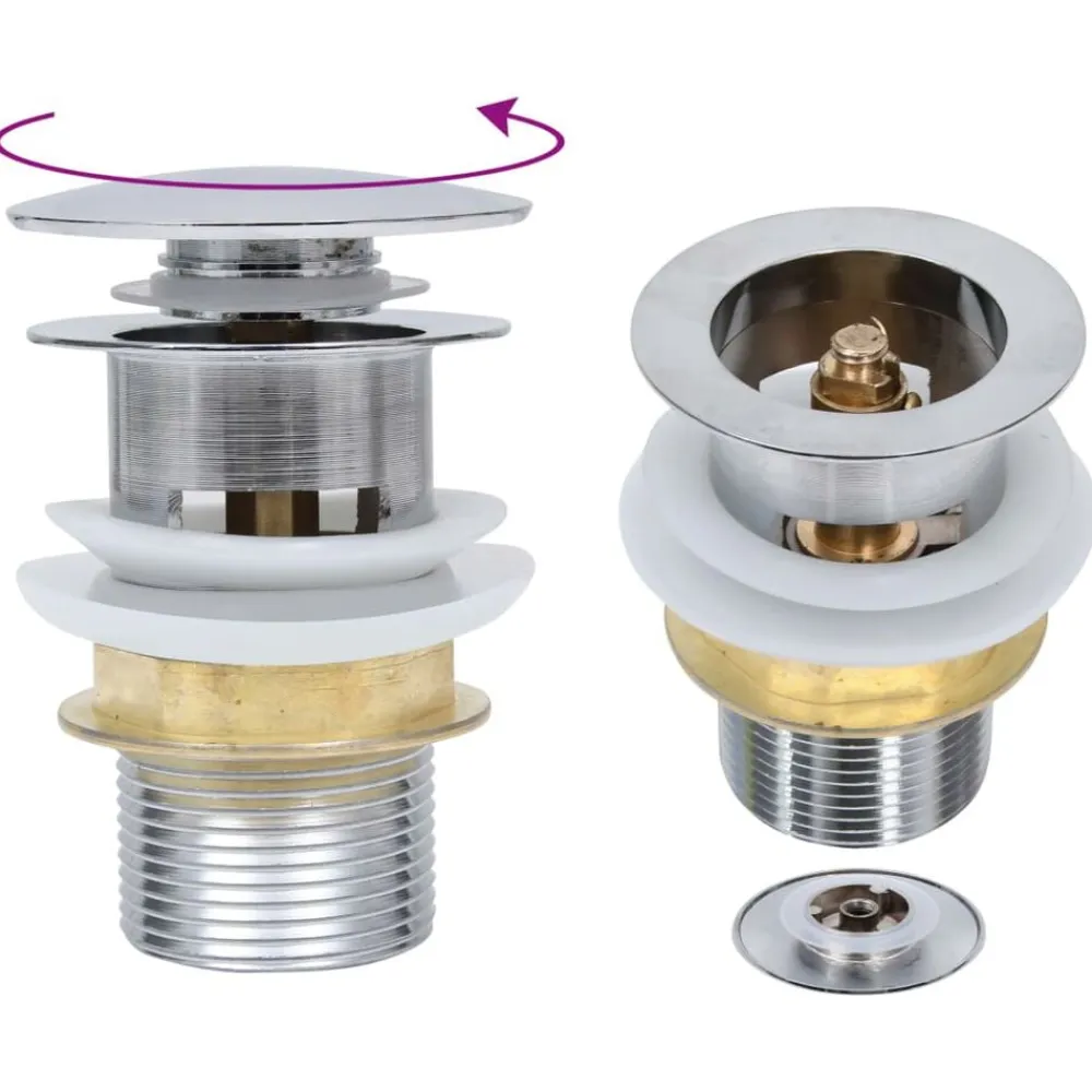 vidaXL Fontanería-Desagüe empuje sin función desbordamiento plata 6,4x6,4x9,1 cm