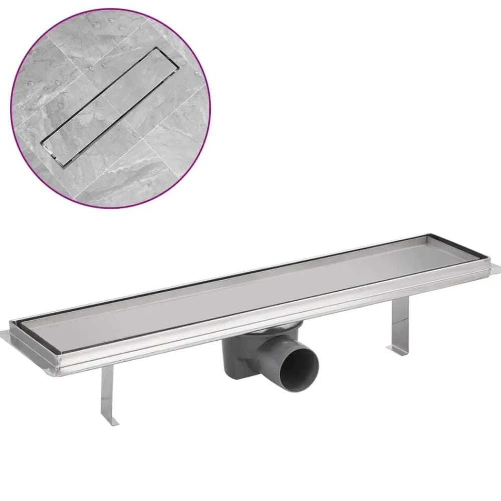 vidaXL Desagüe lineal de ducha de acero inoxidable 530x140 mm Outlet