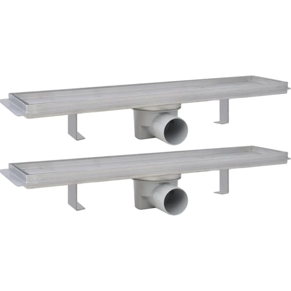 vidaXL Fontanería-Desagüe lineal de ducha 2 piezas 530x140 mm acero inoxidable