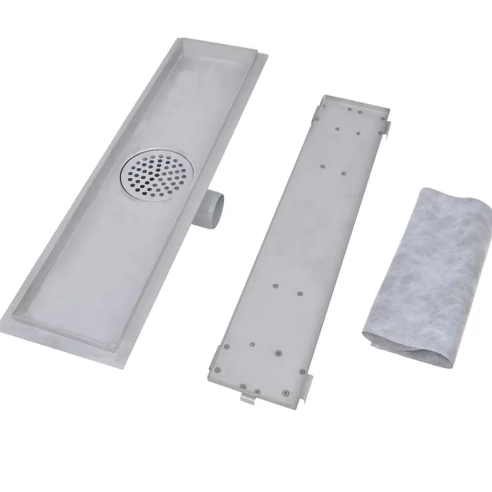 vidaXL Fontanería-Desagüe lineal de ducha 2 piezas 530x140 mm acero inoxidable