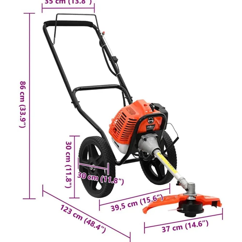 vidaXL Desbrozadora con ruedas naranja 52 cc 1,45 kW Online