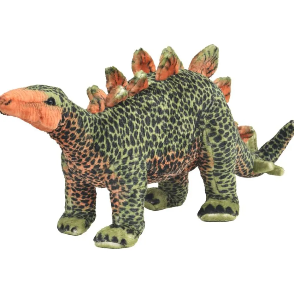 vidaXL Dinosaurio Stegosaurus de peluche de pie verde y naranja XXL Clearance
