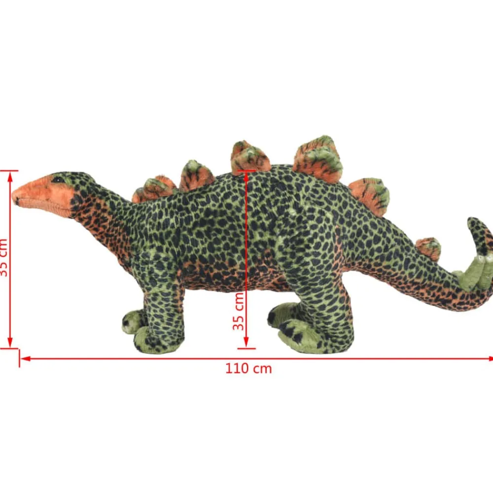 vidaXL Dinosaurio Stegosaurus de peluche de pie verde y naranja XXL Clearance