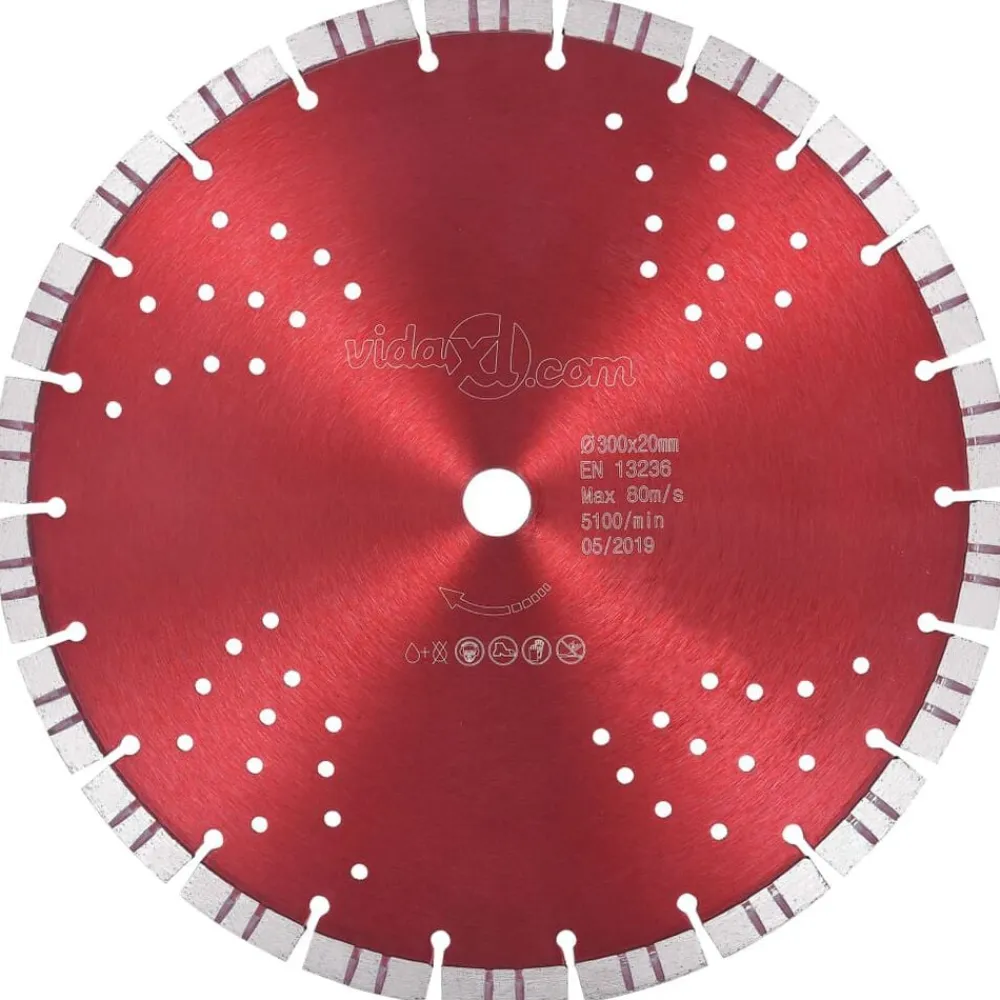 vidaXL Accesorios Para Herramientas-Disco de corte de diamante con turbo y agujeros acero 300 mm