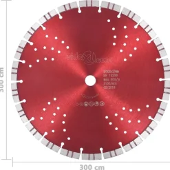vidaXL Accesorios Para Herramientas-Disco de corte de diamante con turbo y agujeros acero 300 mm