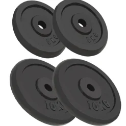 vidaXL Fitness Y Musculación-Discos de pesas de hierro fundido 4 uds 2x10 kg+2x5 kg