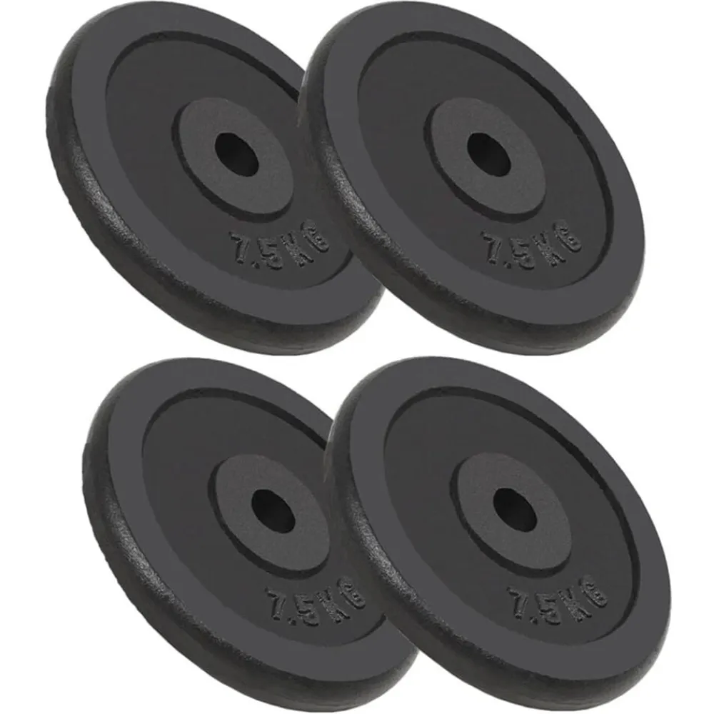 vidaXL Discos de pesas de hierro fundido 4 uds 4x7,5 kg