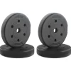 vidaXL Fitness Y Musculación-Discos de Peso 10 kg 4 pcs 10kg Negro Cemento y arena de hierro