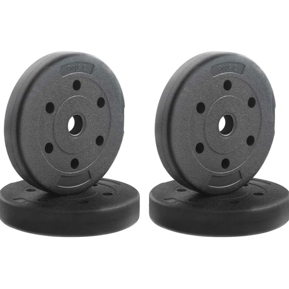 vidaXL Fitness Y Musculación-Discos de Peso 10 kg 4 pcs 10kg Negro Cemento y arena de hierro