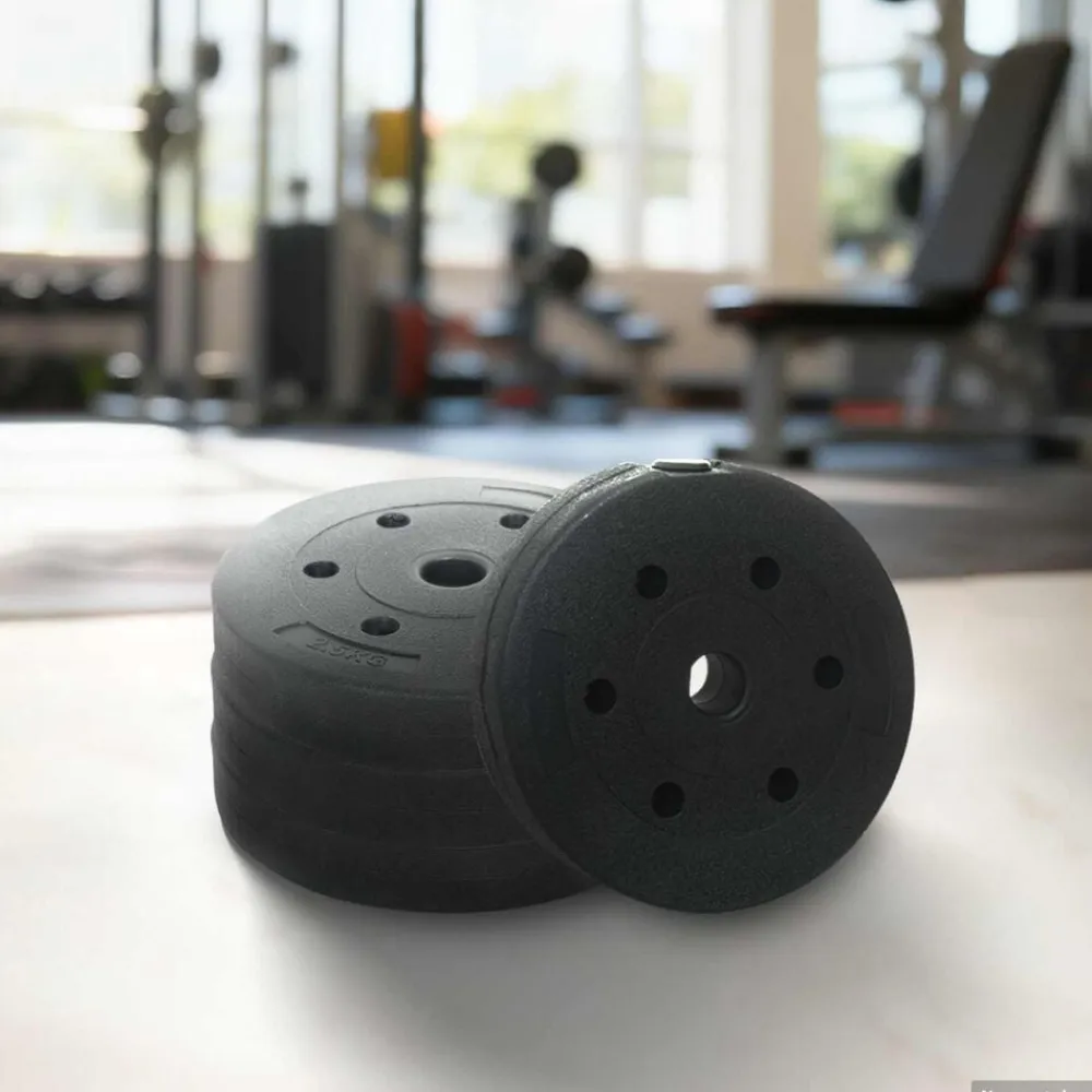 vidaXL Fitness Y Musculación-Discos de Peso 10 kg 4 pcs 10kg Negro Cemento y arena de hierro