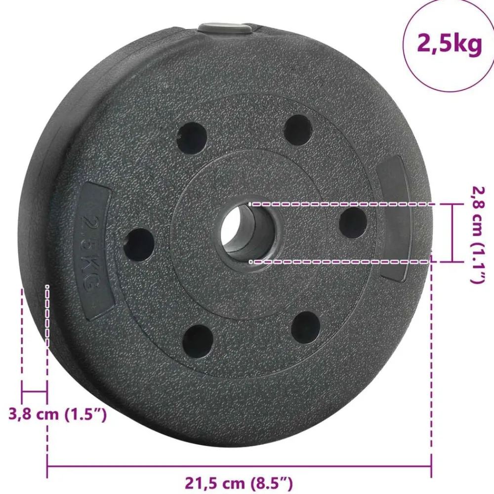 vidaXL Fitness Y Musculación-Discos de Peso 10 kg 4 pcs 10kg Negro Cemento y arena de hierro