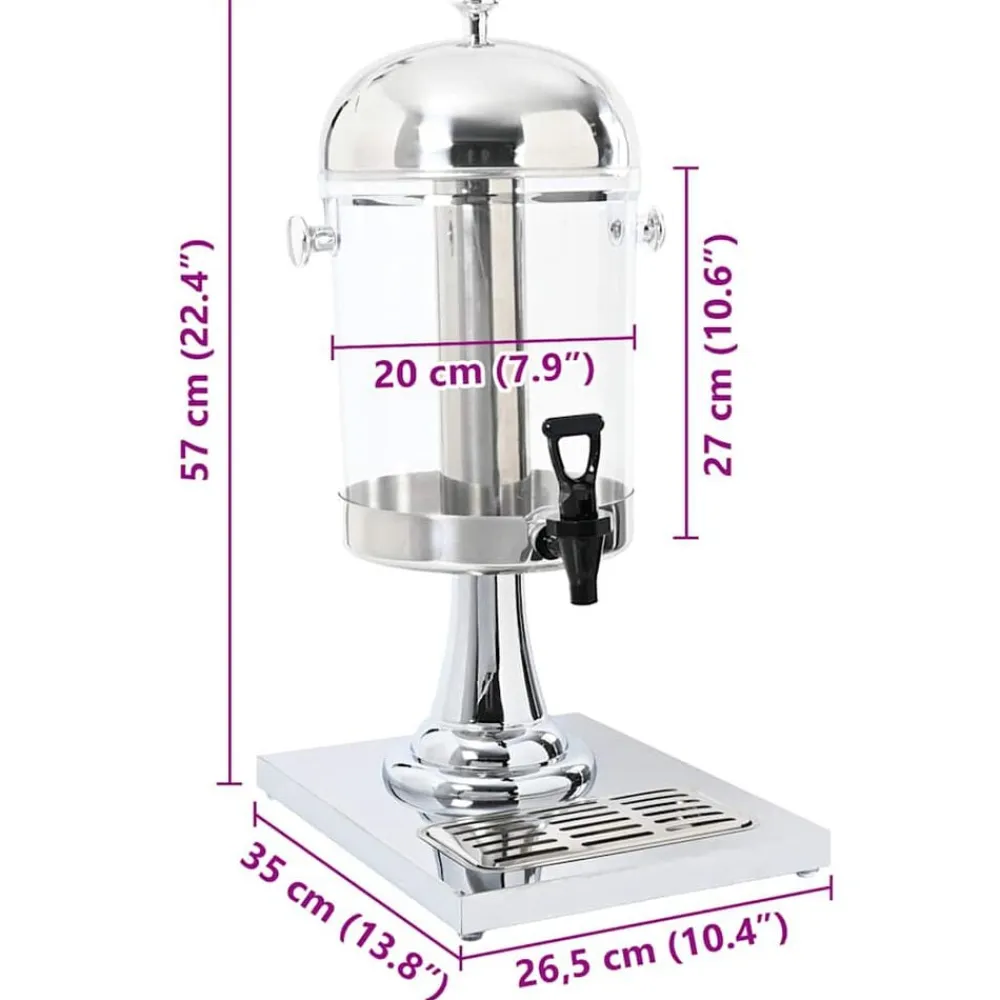 vidaXL Dispensador de zumo acero inoxidable 8 L