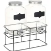 vidaXL Cocina Y Comedor-Dispensadores de bebida con soporte 2 unidades vidrio 2 x 4 L