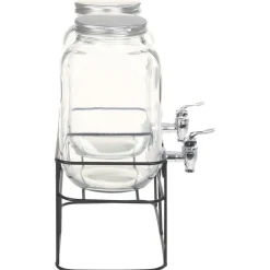 vidaXL Cocina Y Comedor-Dispensadores de bebida con soporte 2 unidades vidrio 2 x 4 L