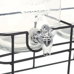 vidaXL Cocina Y Comedor-Dispensadores de bebida con soporte 2 unidades vidrio 2 x 4 L