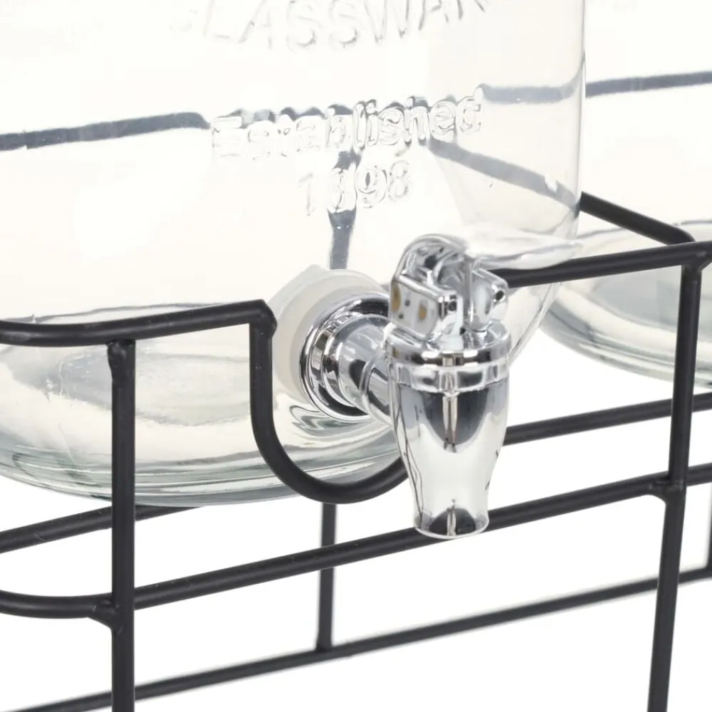 vidaXL Cocina Y Comedor-Dispensadores de bebida con soporte 2 unidades vidrio 2 x 4 L