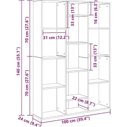 vidaXL Divisor de espacios/estantería aglomerado madera vieja Madera antigua Clearance
