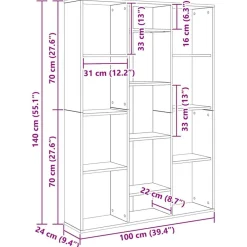 vidaXL Divisores De Ambientes-Divisor/estantería de espacio madera contrachapada 100x24x140cm