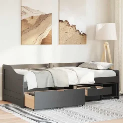vidaXL Camas Y Accesorios-Diván con 3 cajones sin colchón IRUN 90x200 cm